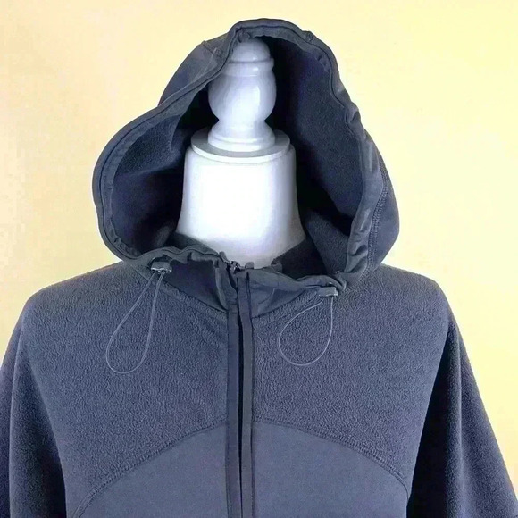 Puma Gray Yogini Cropped Zip Fleece Hooded Jacket Size XL - Picture 4 of 13